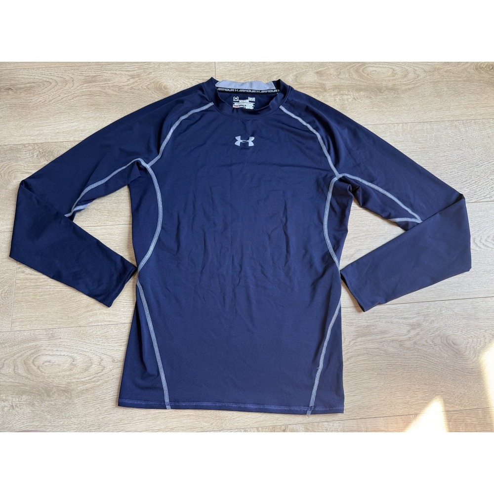 EUC Mens Under Armour compression heat gear blue long sleeve shirt size L